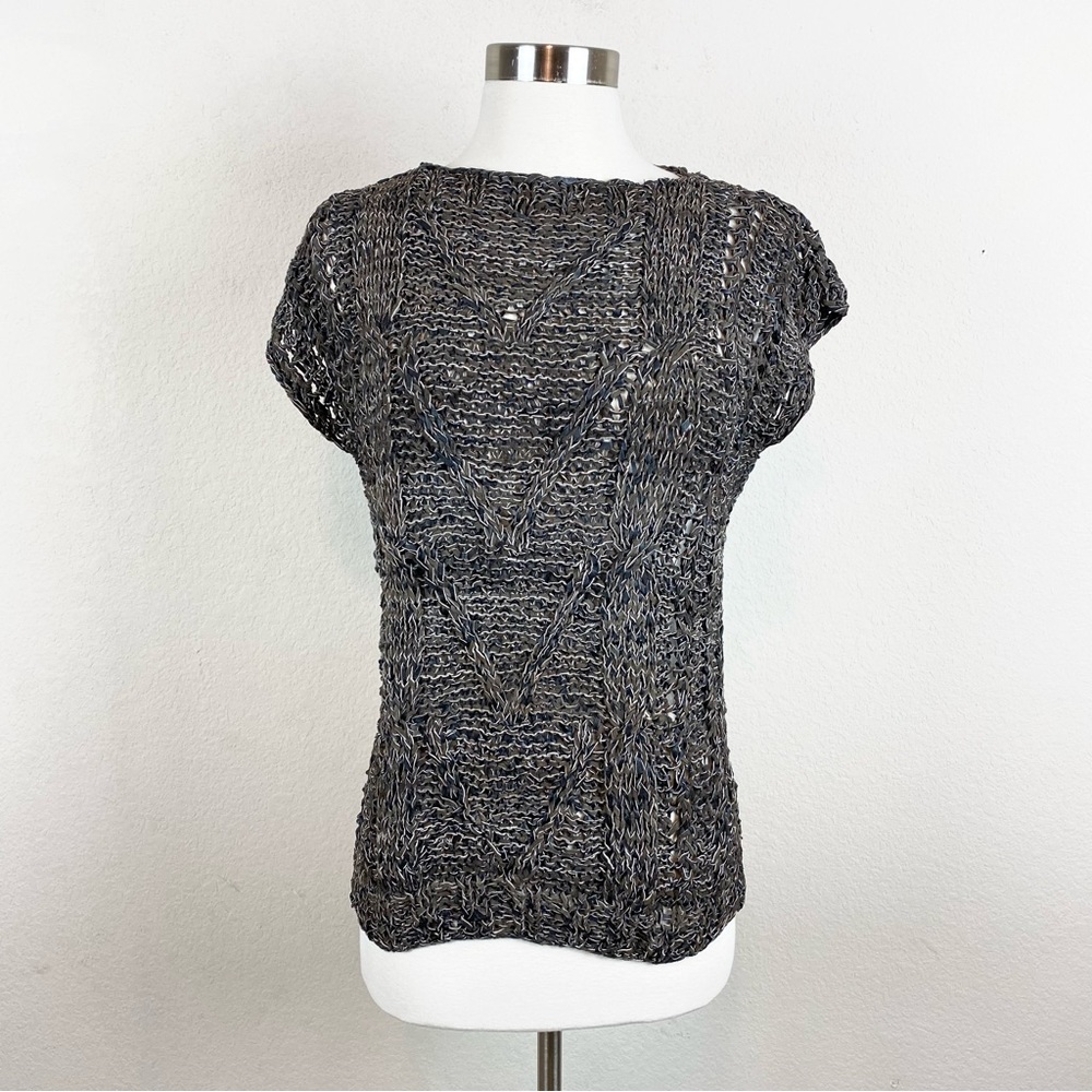 Zana Couture Vintage Handmade Woven Suede Top
